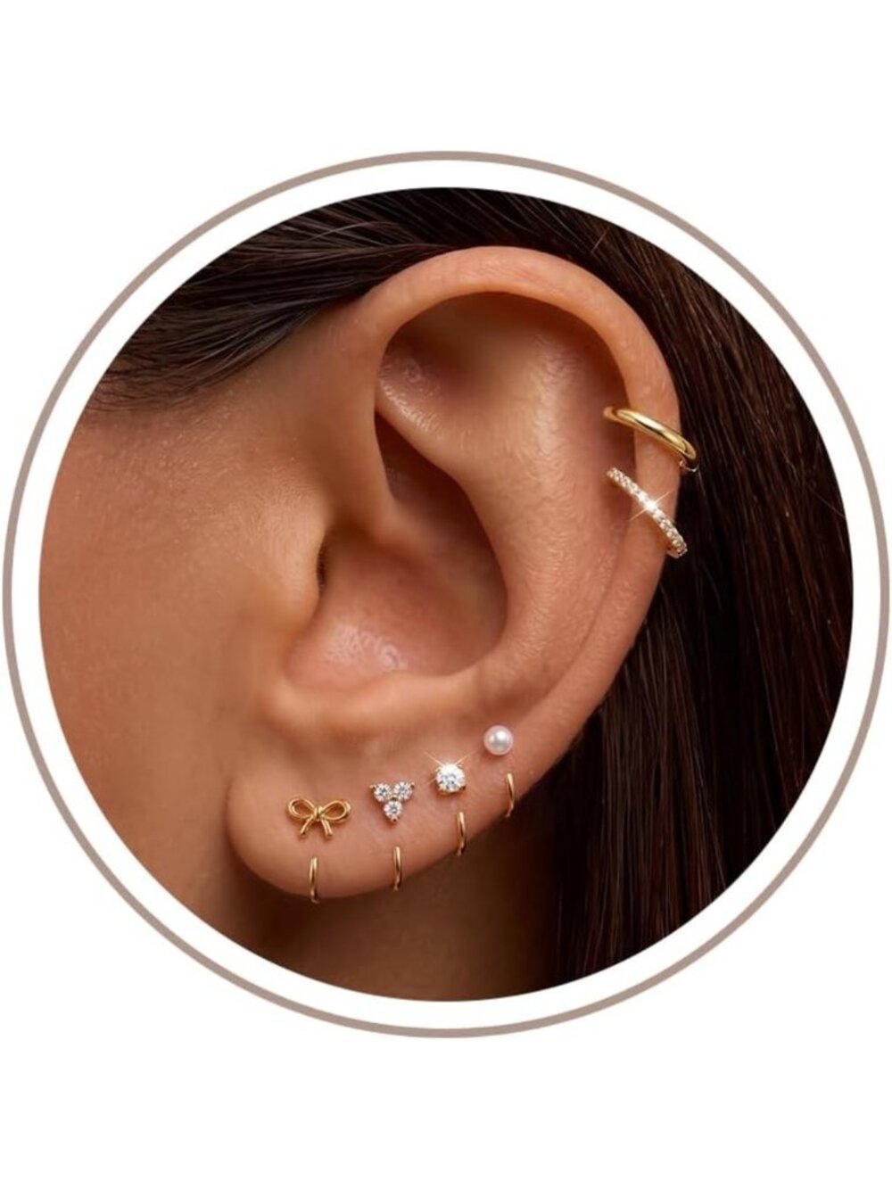 14K Gold Plated Backless Huggie Hoop Earrings - 6 Pairs for Women, Stylish